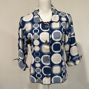 Winding River Reversible Geometric blue Print Jacket Size Medium